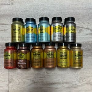 FolkArt Treasure Gold Metallic Acrylic Paint Set – 4oz Bottles (11 Colors)